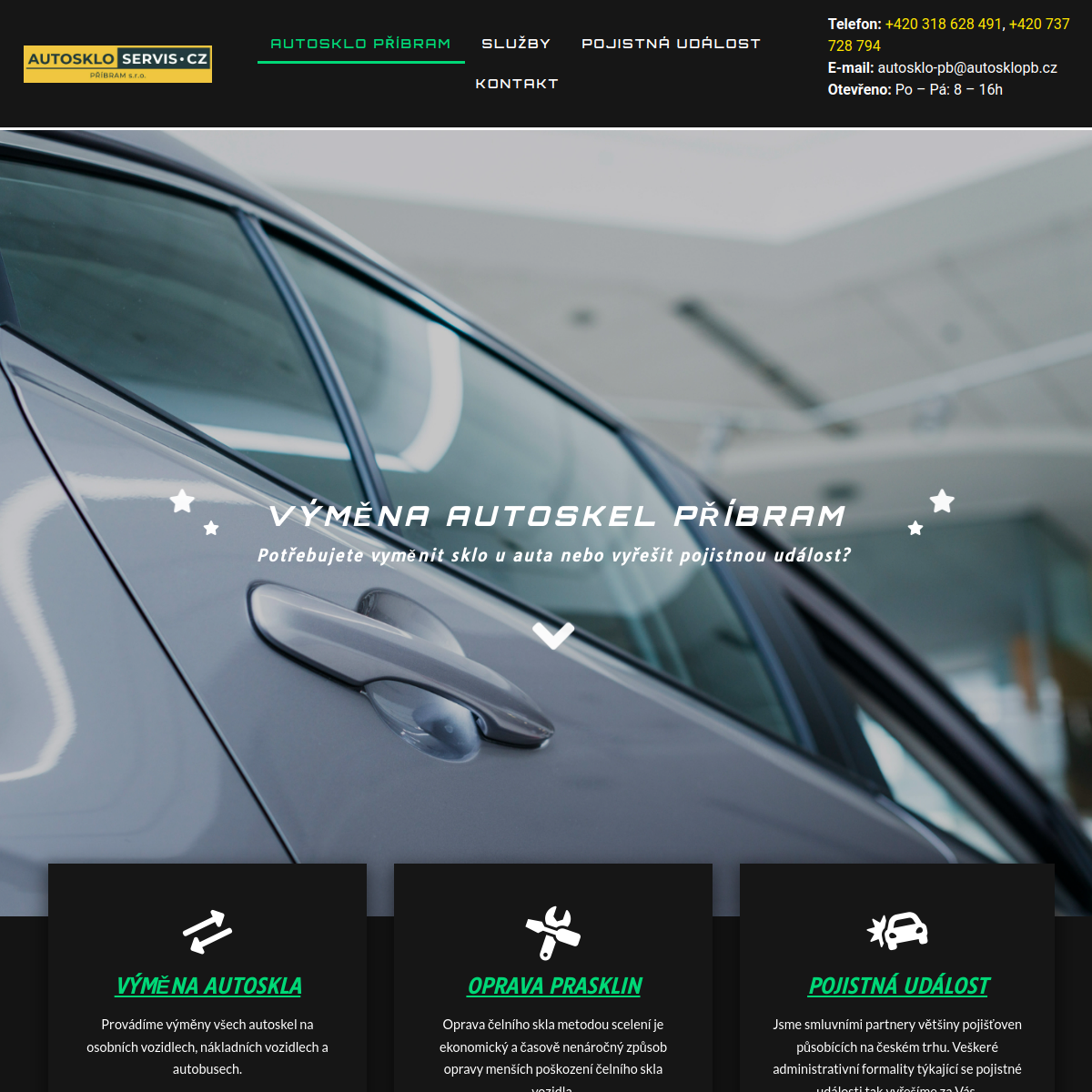 AUTOSKLO SERVIS CZ PŘÍBRAM, s.r.o. website