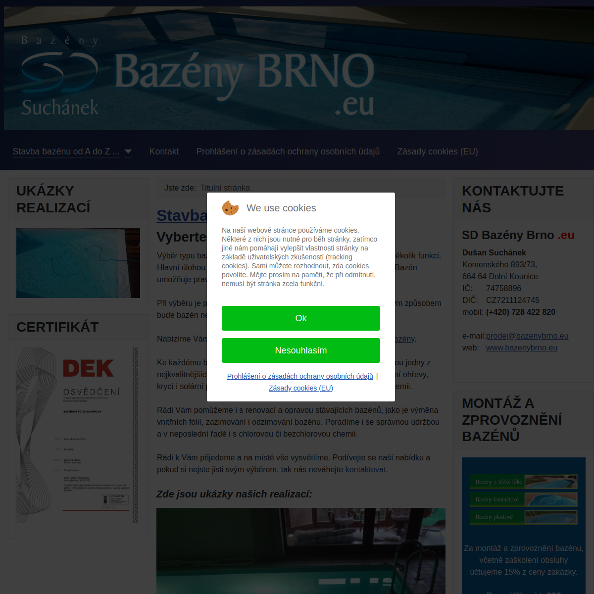 SD Bazény Brno Suchánek website