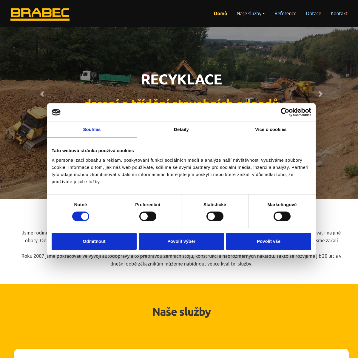 Brabec - zemní a výkopové práce website
