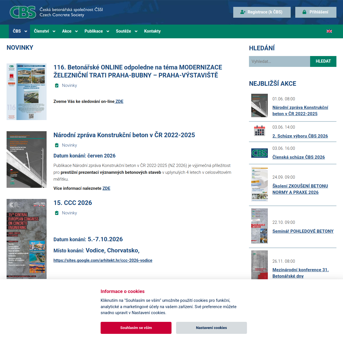Česká betonářská společnost ČSSI, z.s. website
