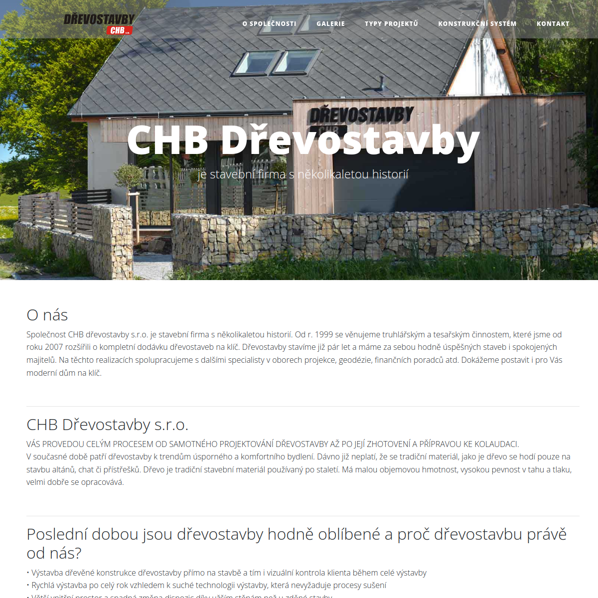 CHB Dřevostavby website