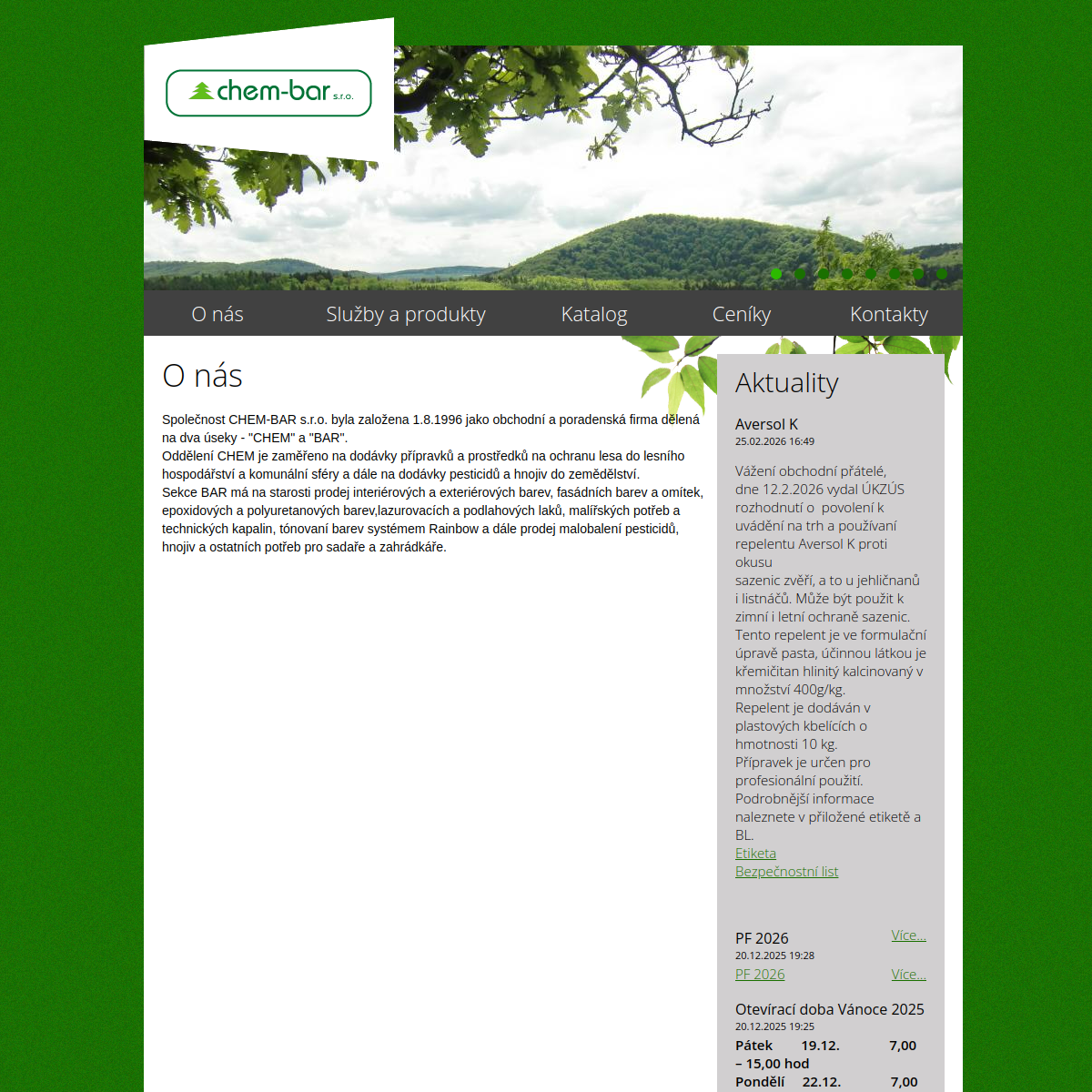 CHEM-BAR, s.r.o. website
