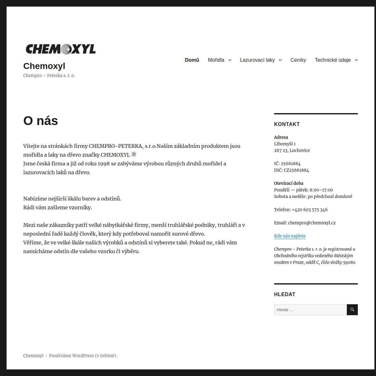 CHEMPRO - PETERKA, s.r.o. website