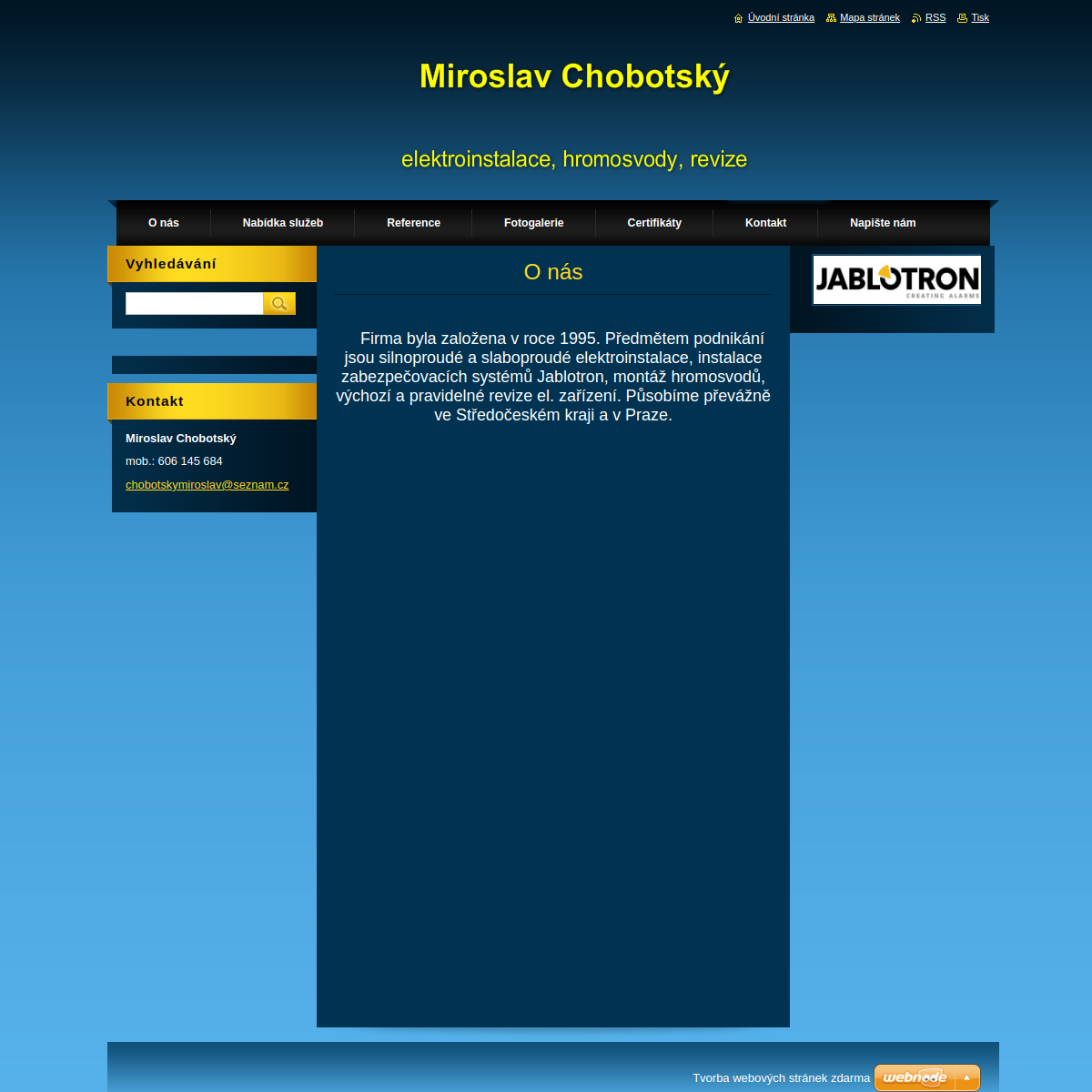 Miroslav Chobotský - Elektroinstalační práce website