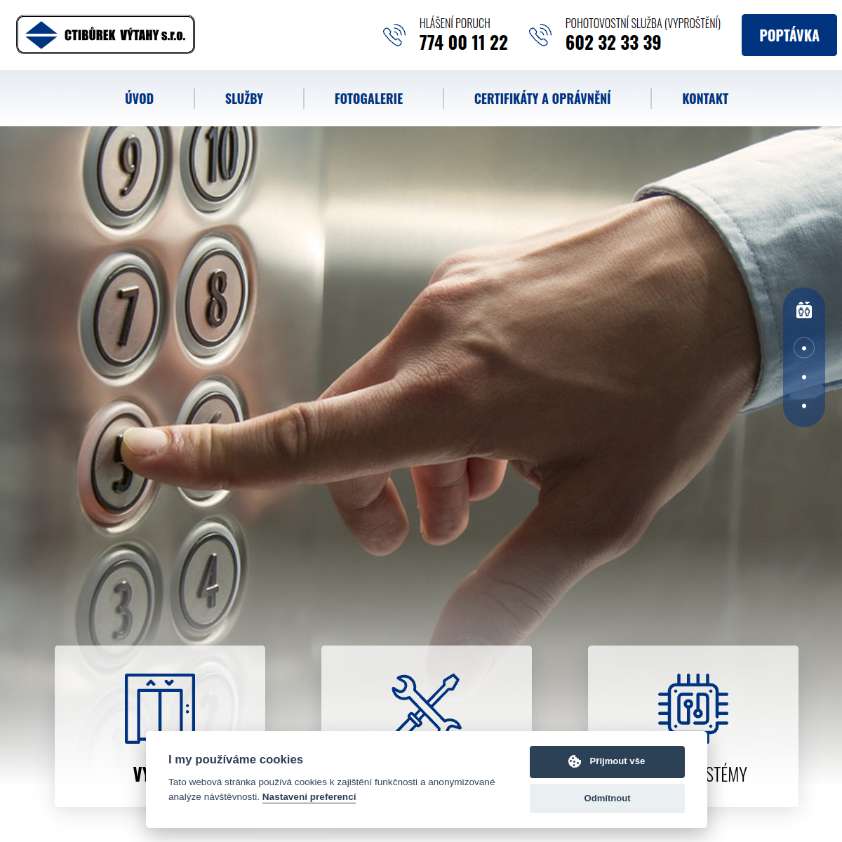 CTIBŮREK VÝTAHY s.r.o. website