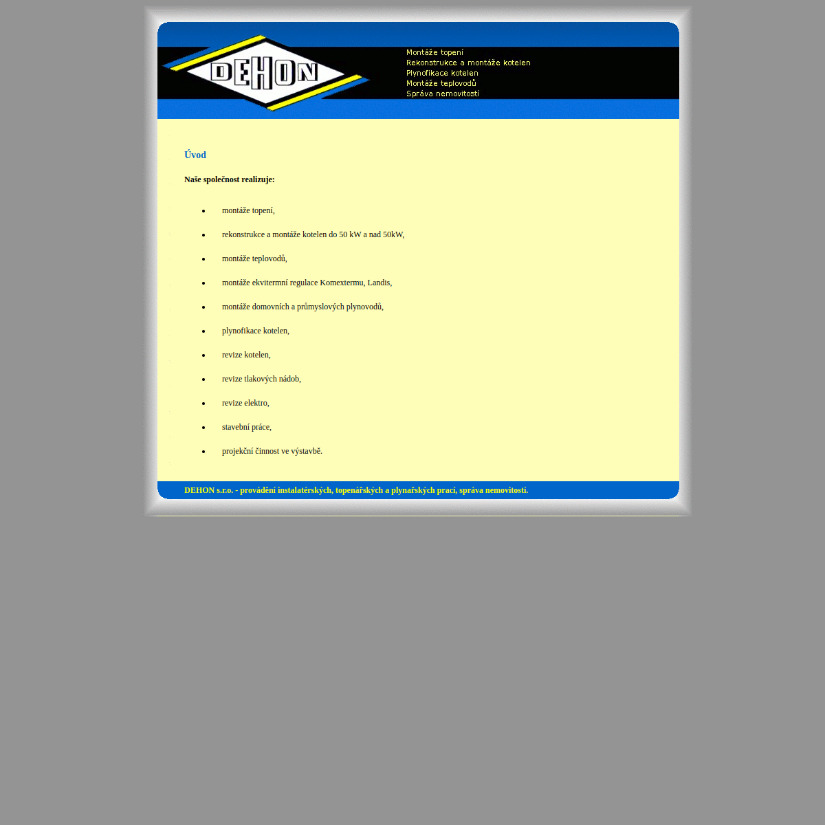 Instalatérské a topenářské práce - DEHON website