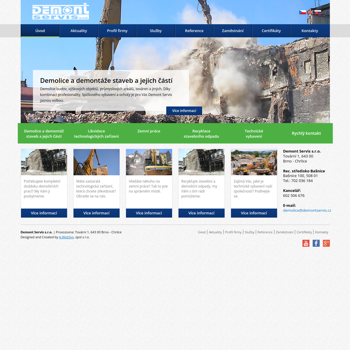 Demont Servis, s.r.o. website