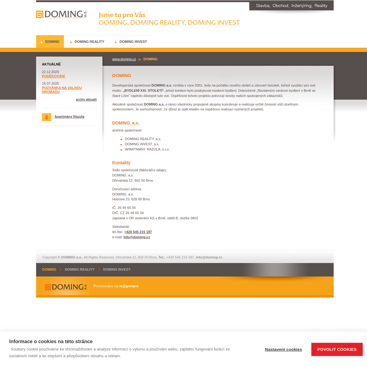 DOMING, a.s. website