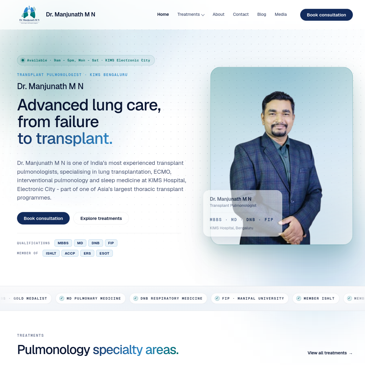 Dr. Manjunath MN website screenshot