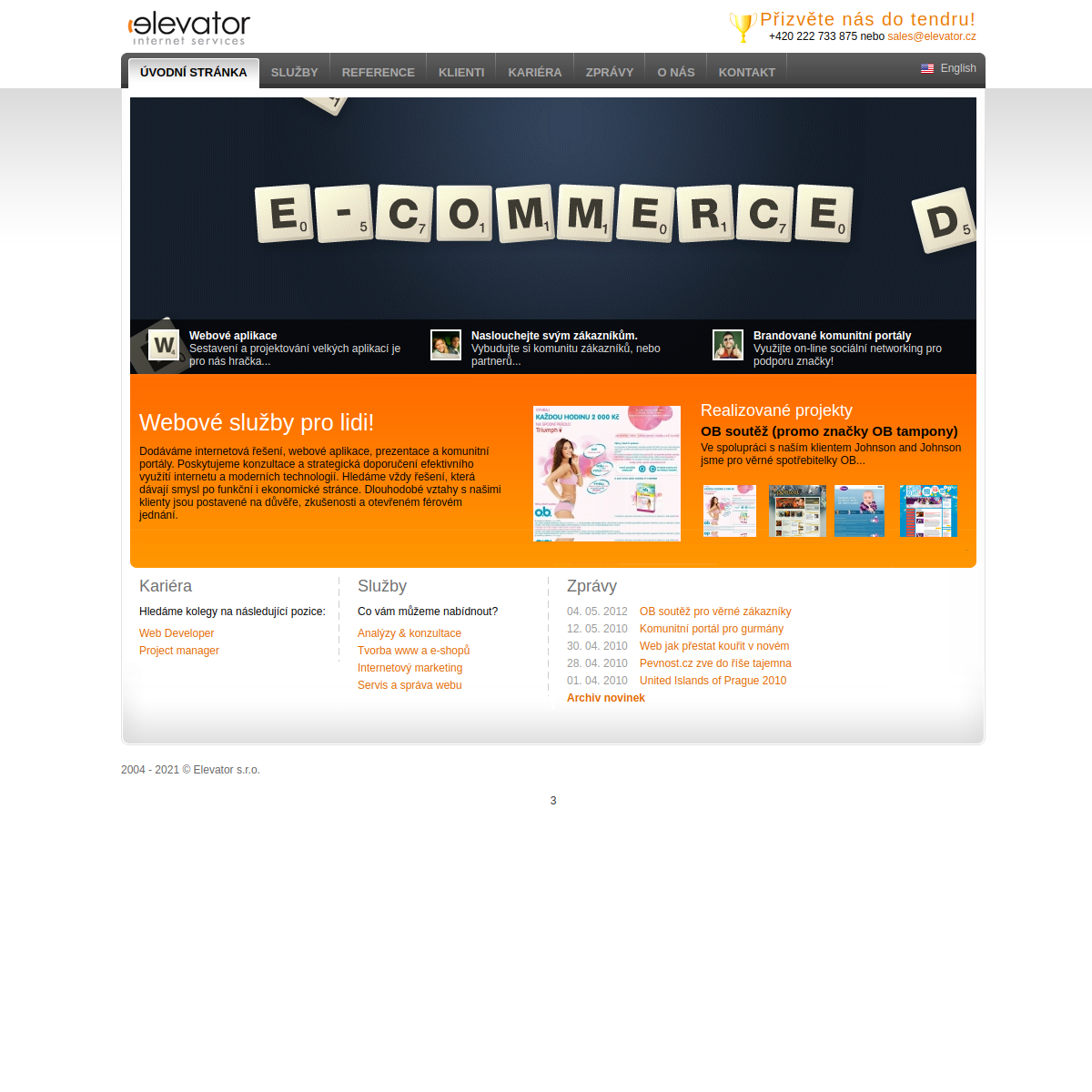 Elevator, s.r.o. website