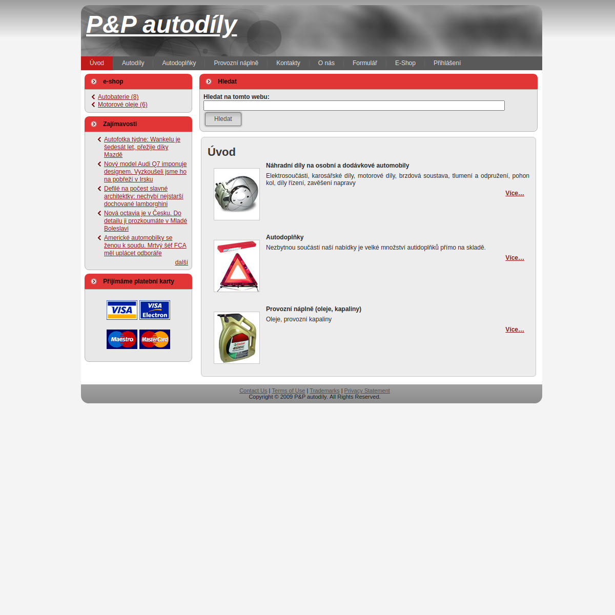 P&P autodíly website