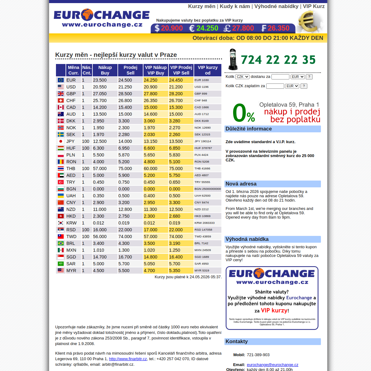 EUROCHANGE website