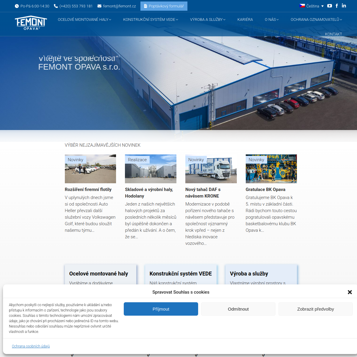 FEMONT OPAVA s.r.o. website