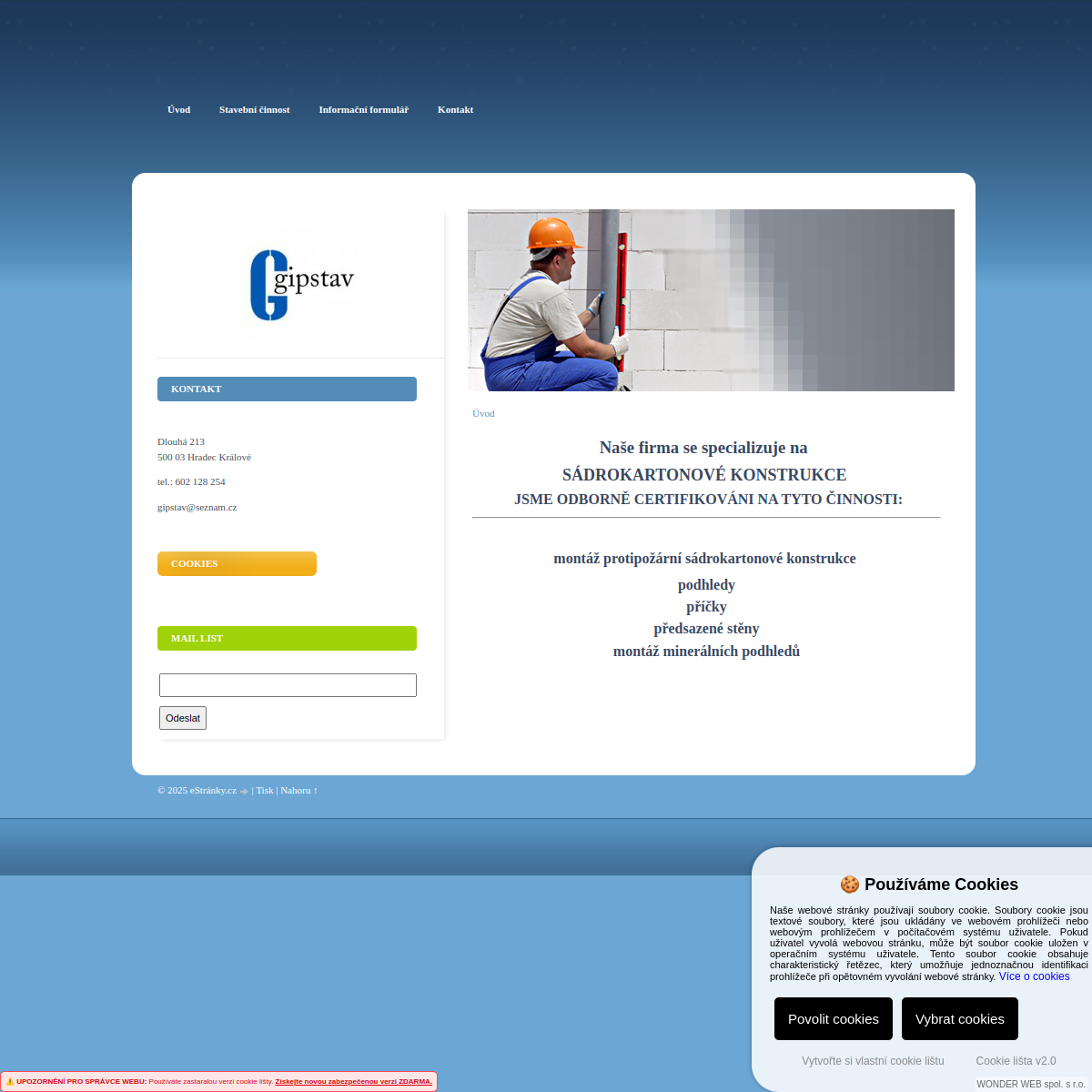 Gipstav, s.r.o. website