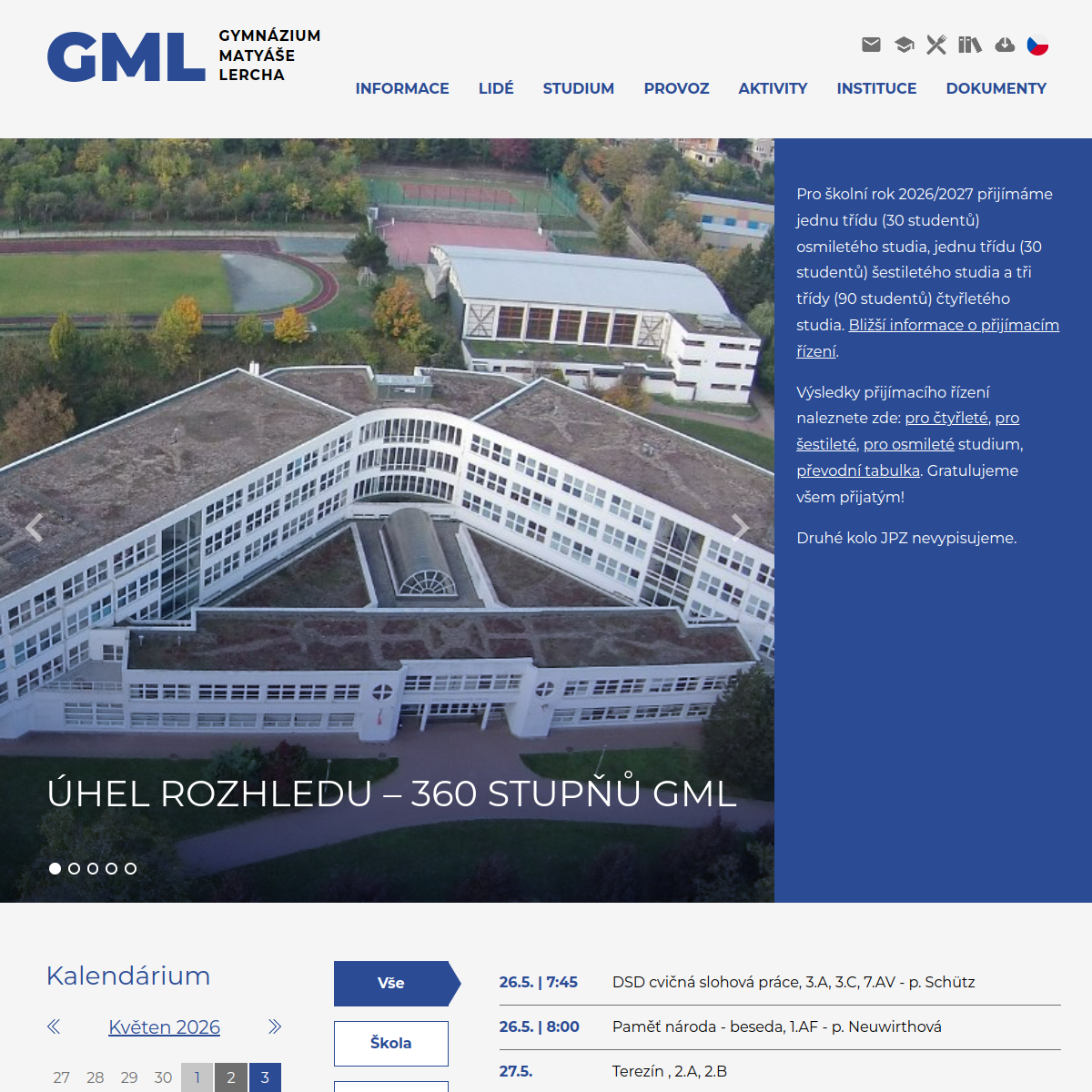 Gymnázium Matyáše Lercha Brno website