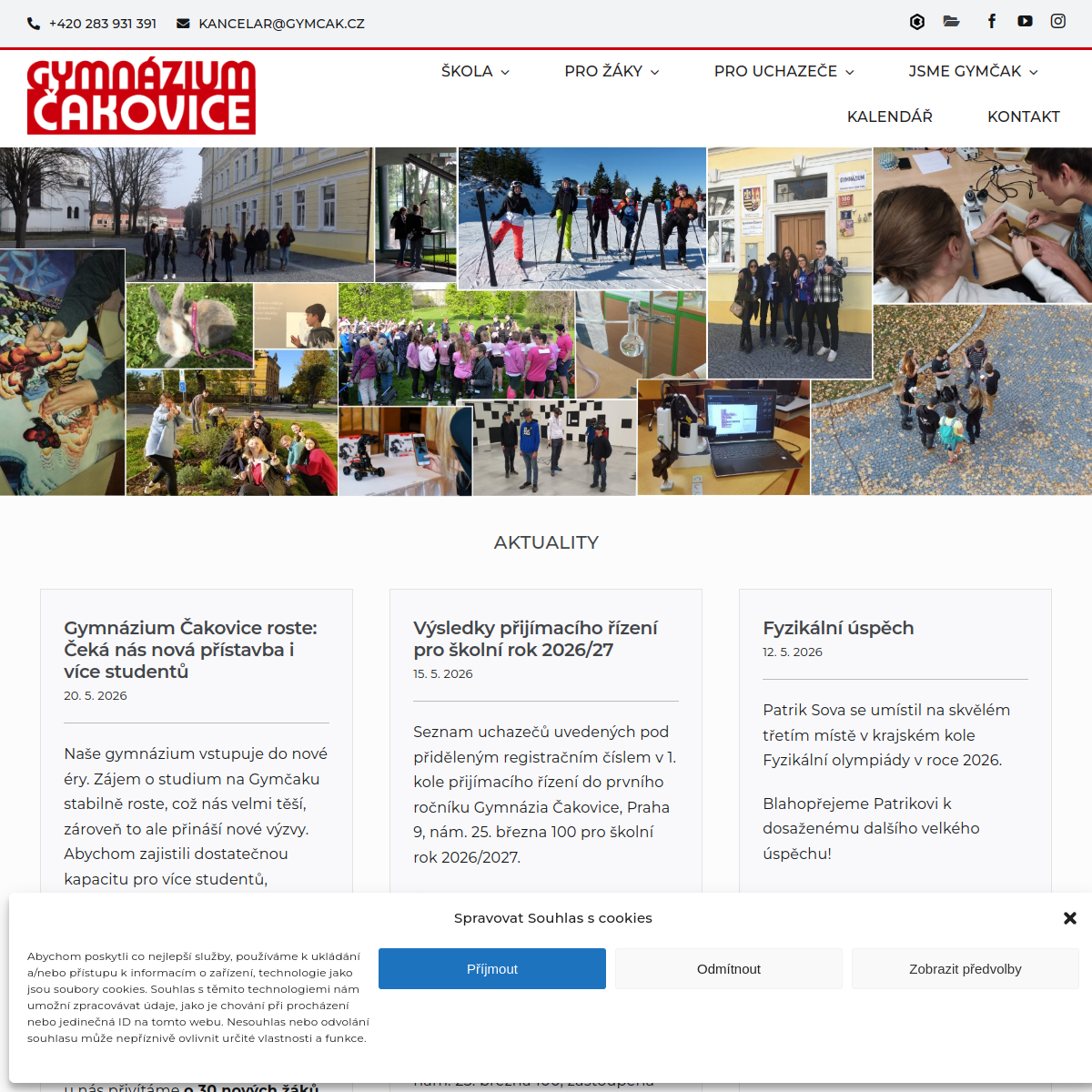 Gymnázium Čakovice website
