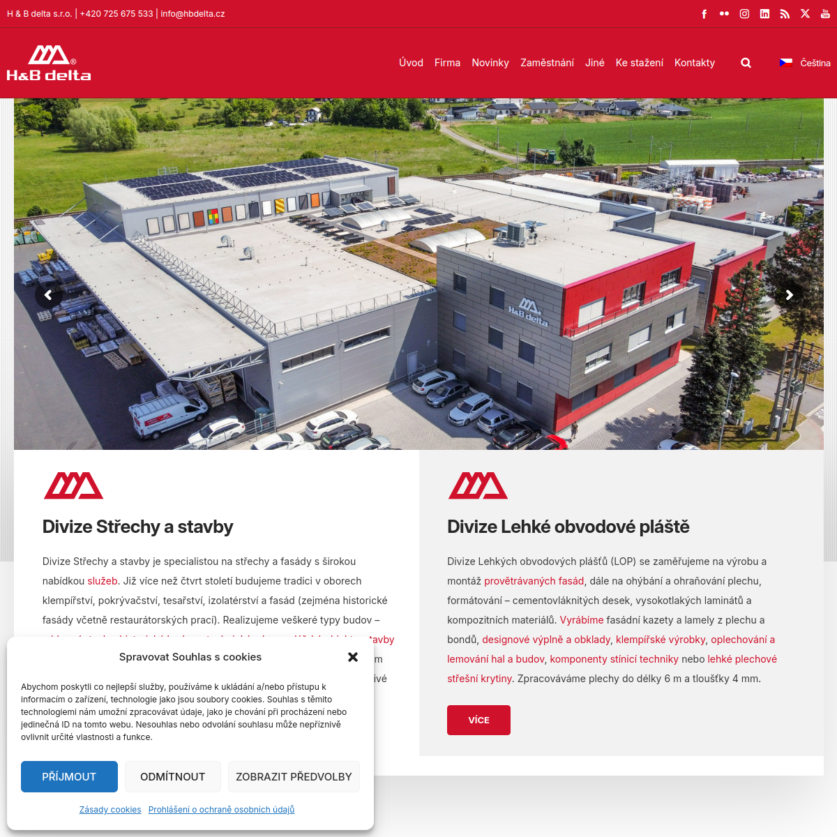 H & B delta, s.r.o. website