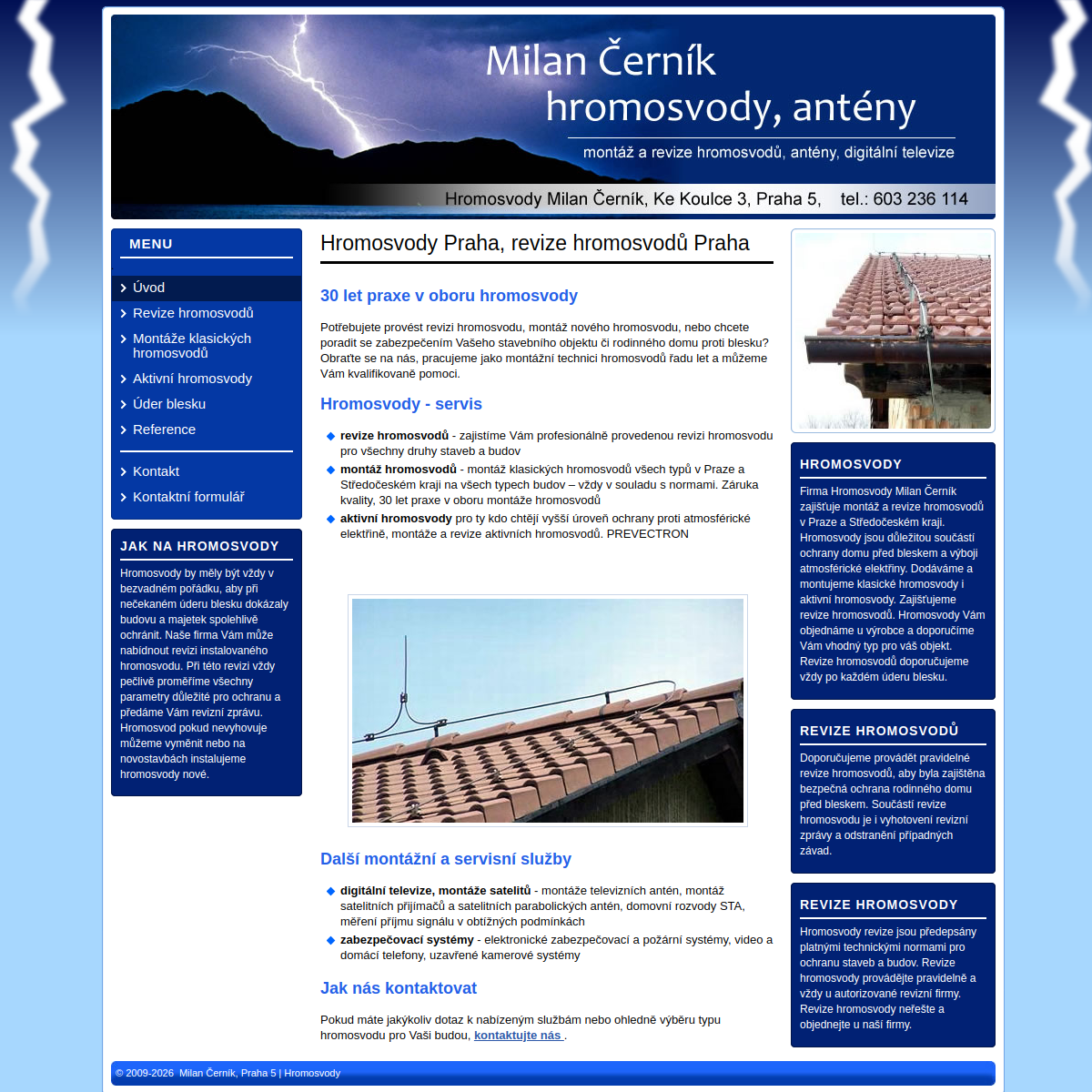 Hromosvody Milan Černík website