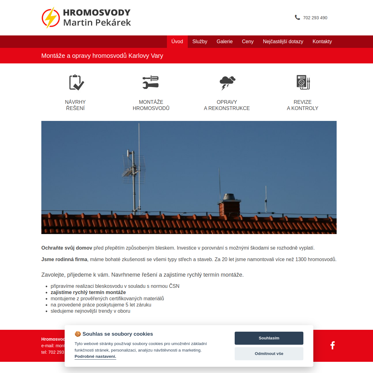 Hromosvody Pekárek website