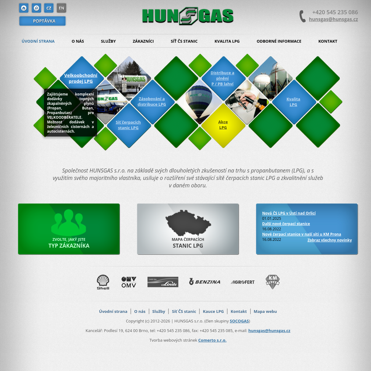 HUNSGAS, s.r.o. website