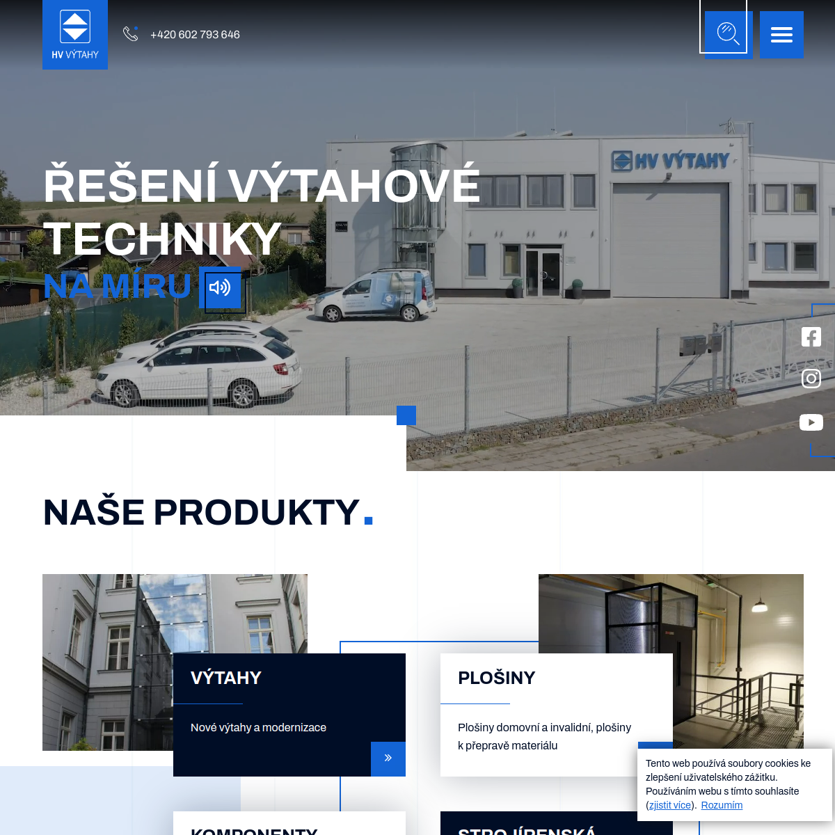 HV Výtahy, s.r.o. website