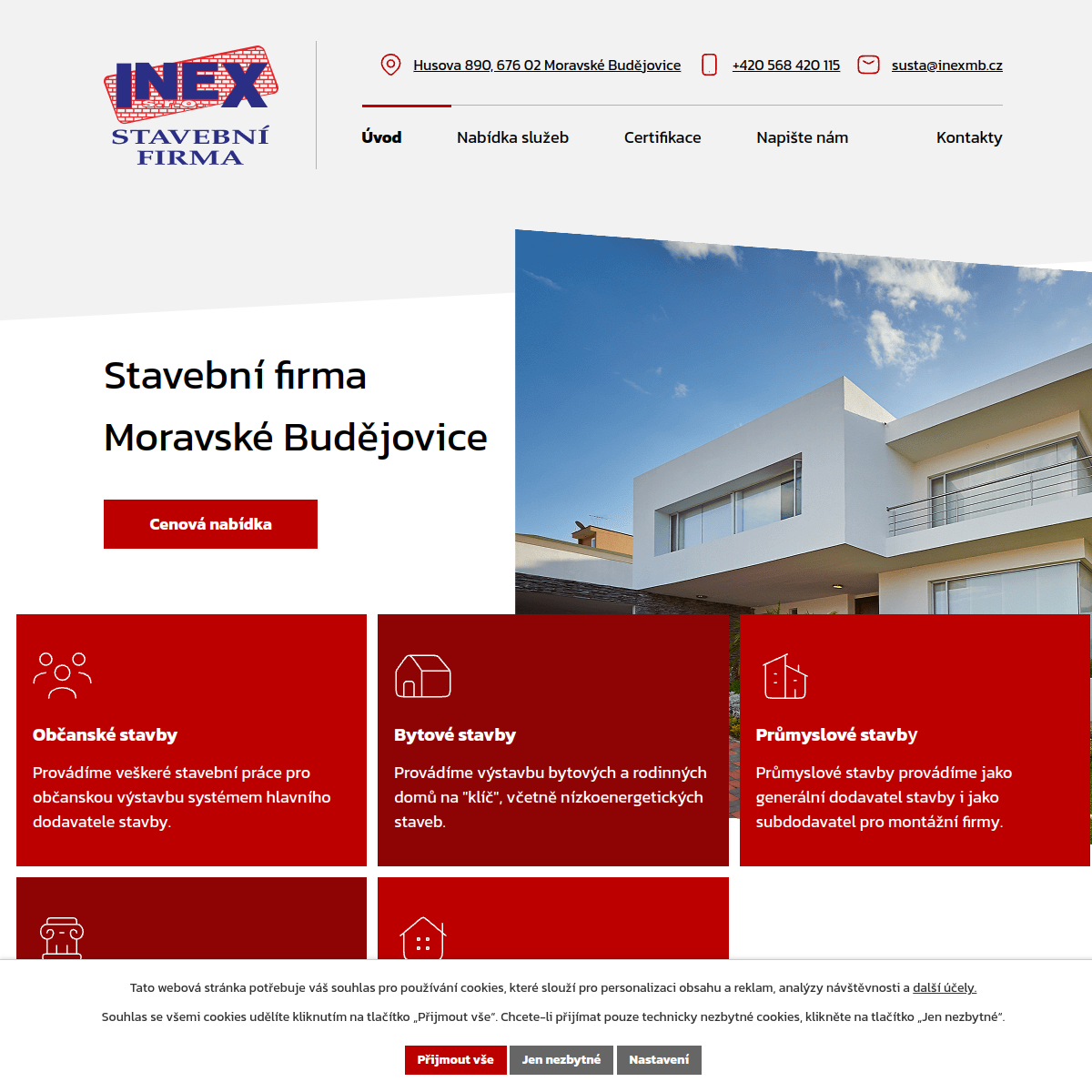 INEX stavební firma website
