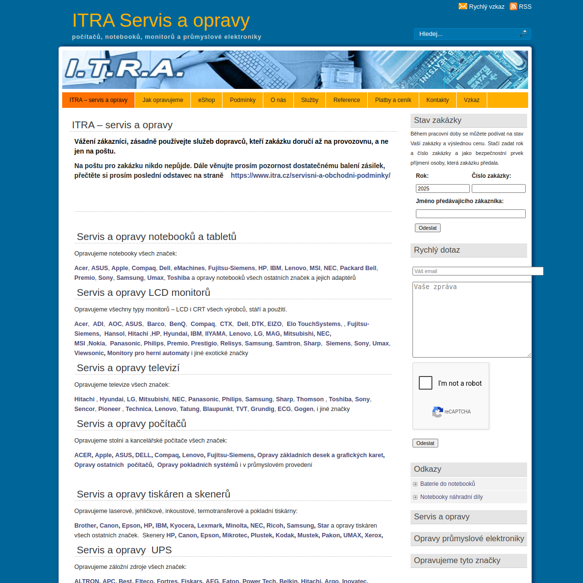 ITRA Servis a opravy website