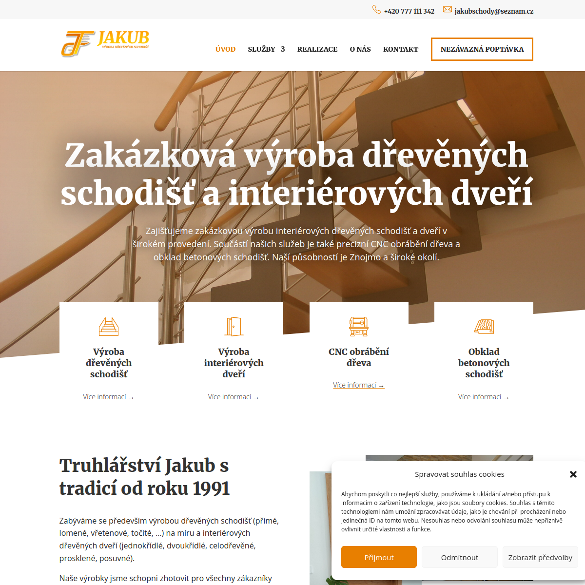 František Jakub - Zakázkové truhlářství website