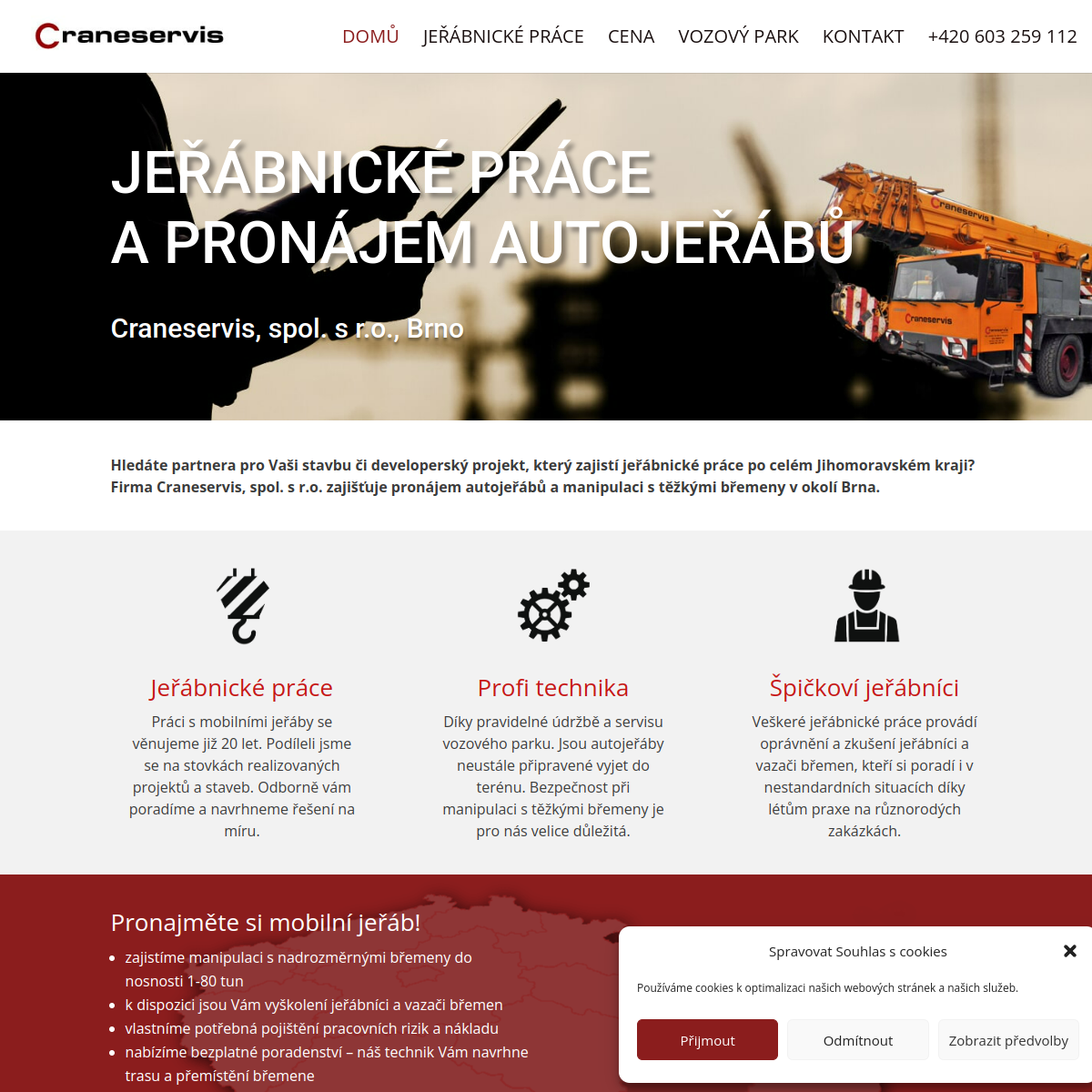 Craneservis, spol. s r.o. website