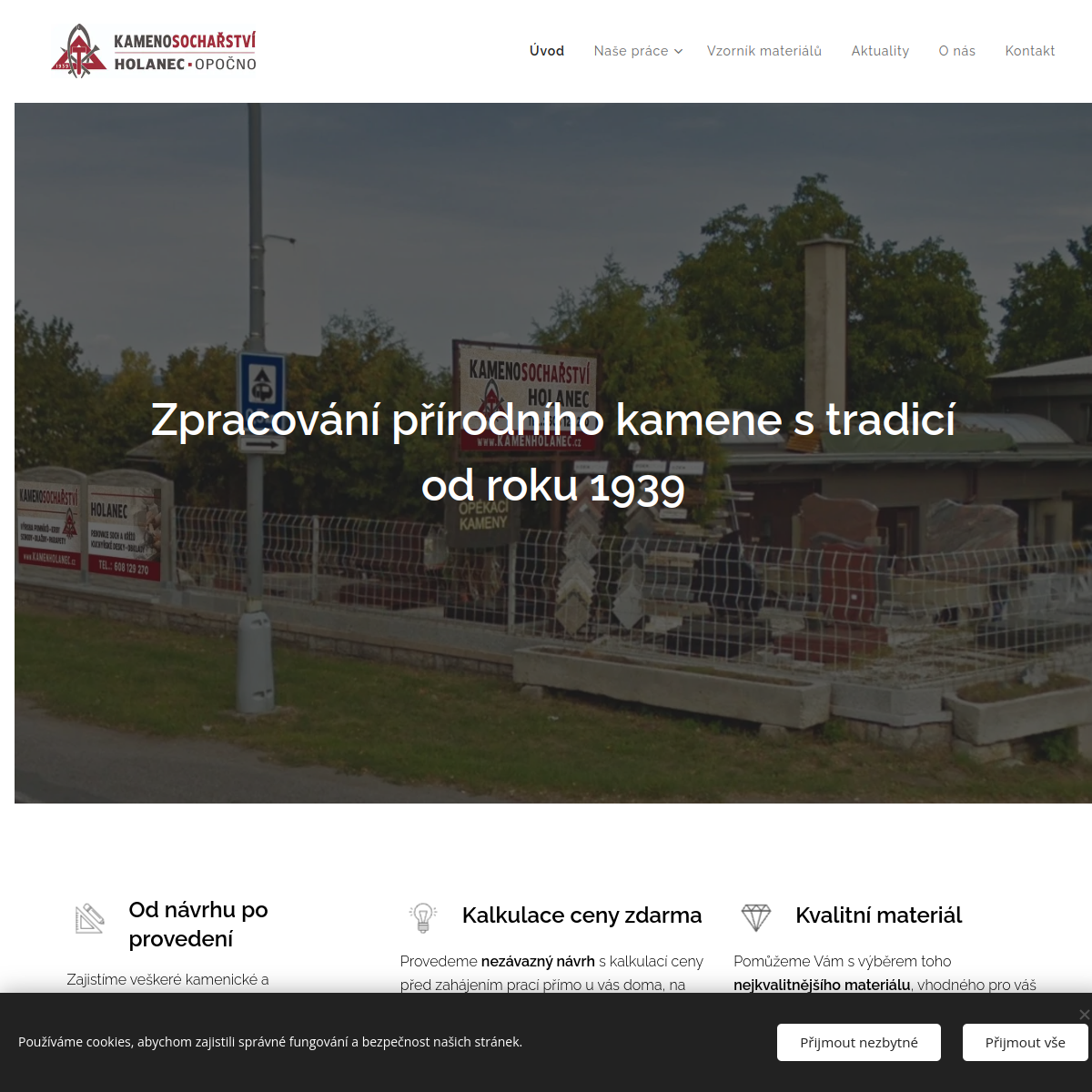Kamenictví Holanec website