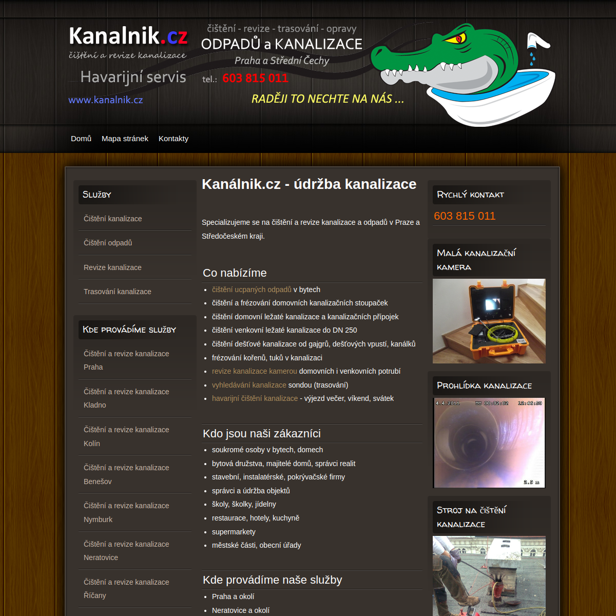 JP Servis - čištění kanalizace website
