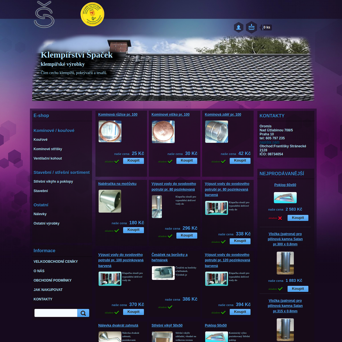 Klempířství Špaček website