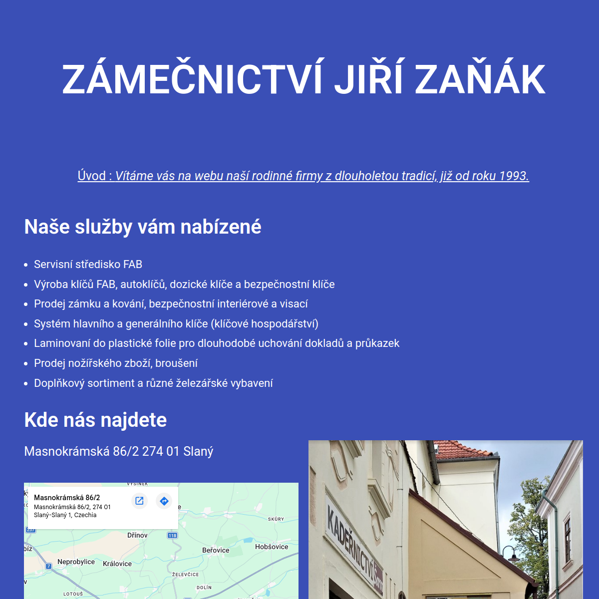 Zámečnictví Jiří Zaňák website