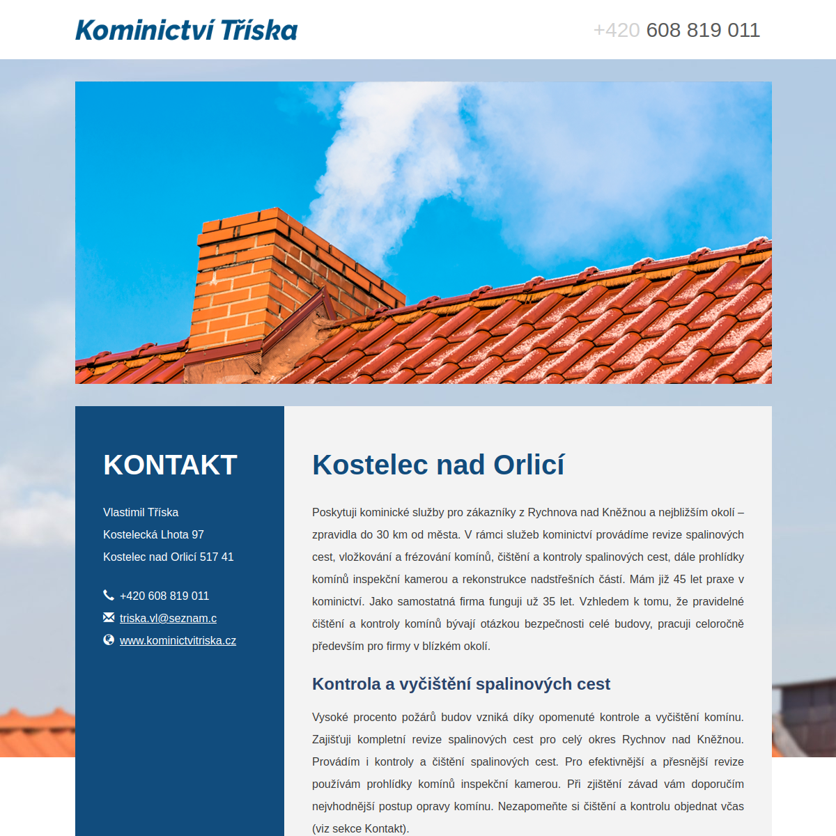 Kominictví Vlastimil Tříska website
