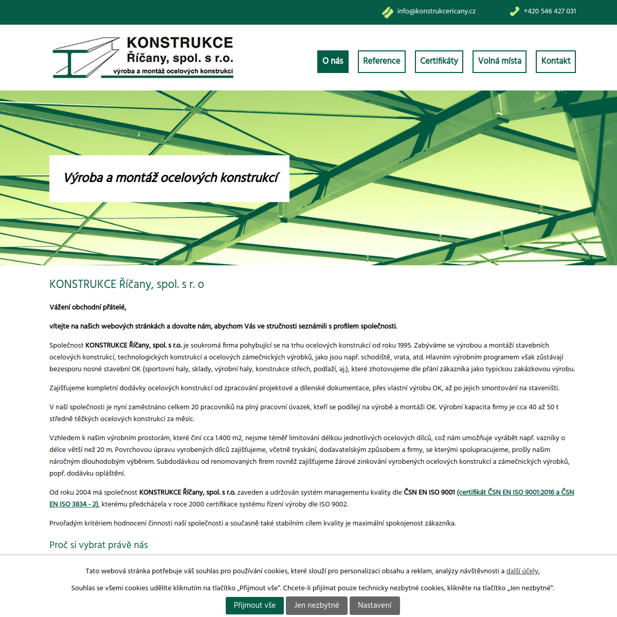 KONSTRUKCE Říčany, spol. s r.o. website