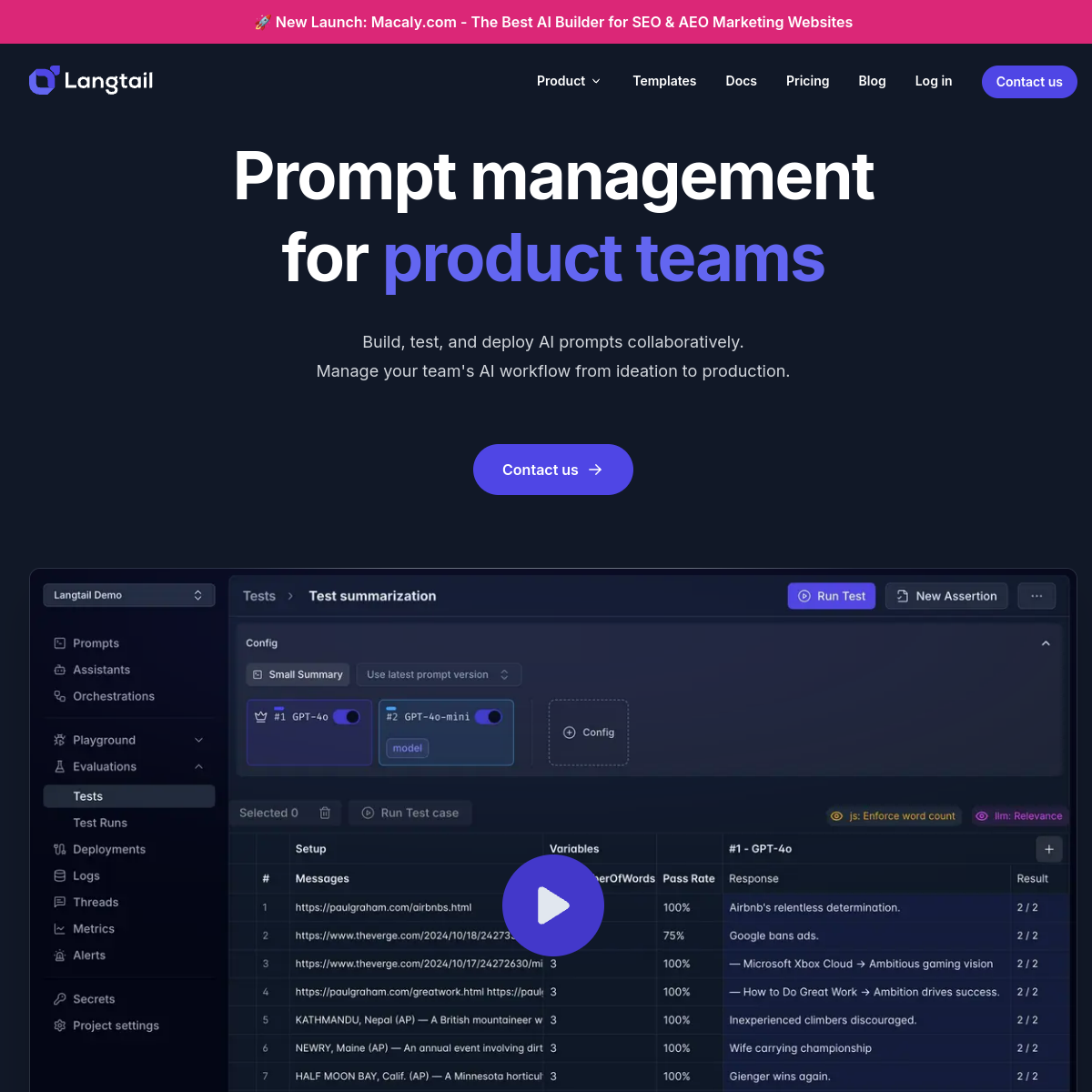 Langtail screenshot 2