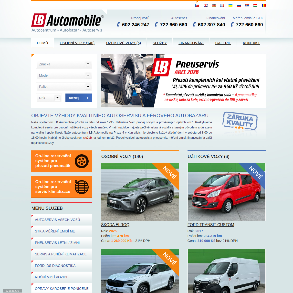 LB Automobile Autoservis - Pneuservis website