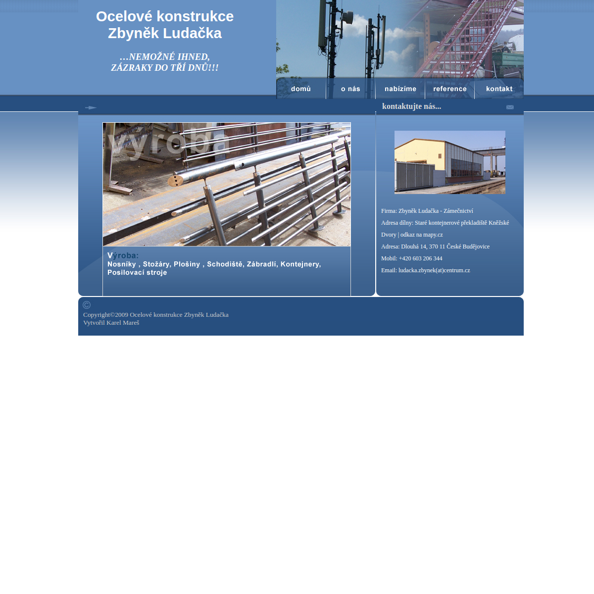 Zbyněk Ludačka - Ocelové konstrukce website