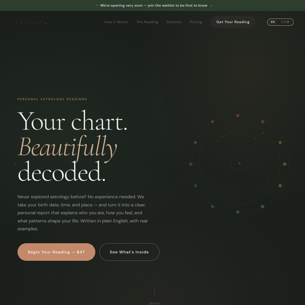 Luminary Readings website