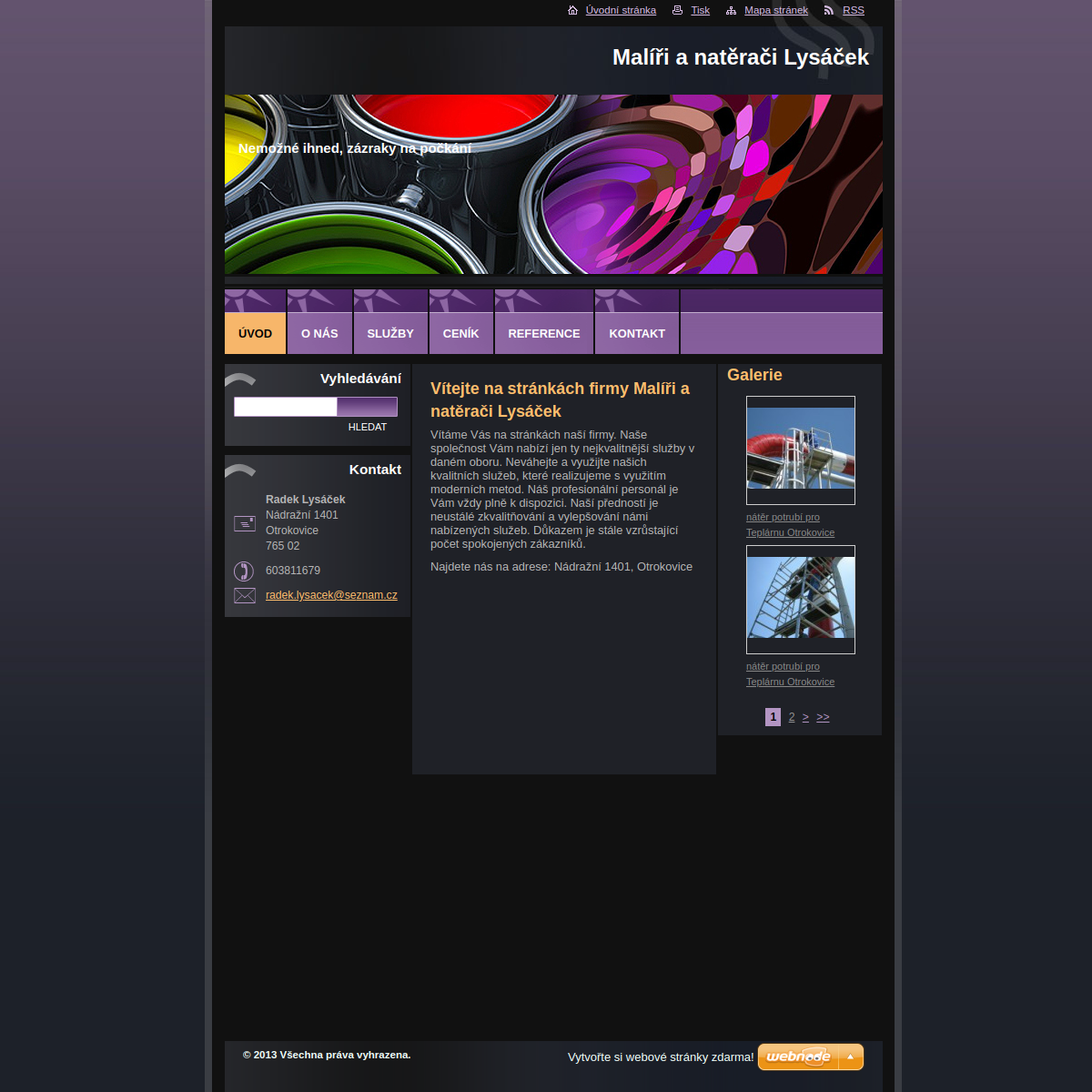 Malíři a natěrači Lysáček website