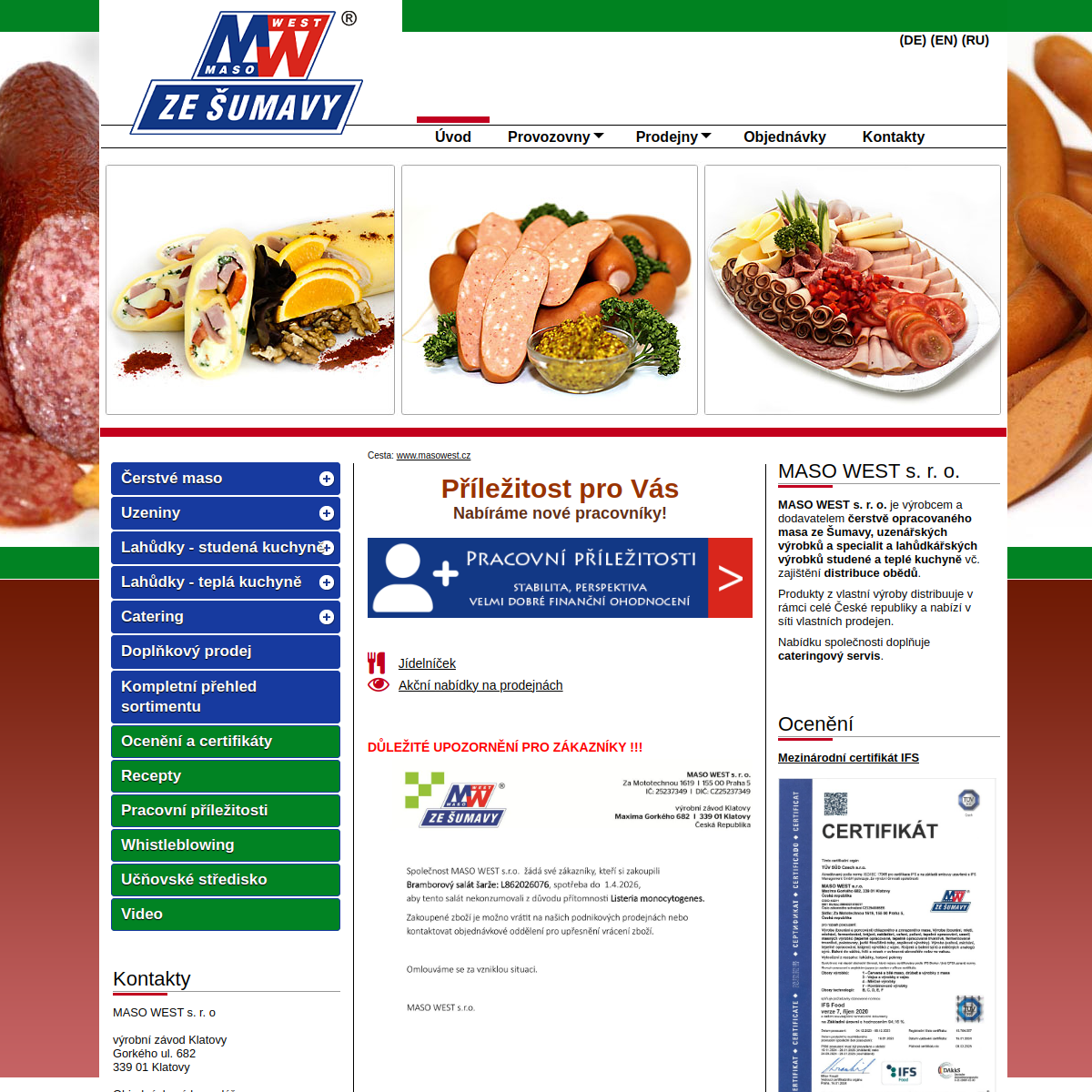 MASO WEST, s.r.o. website
