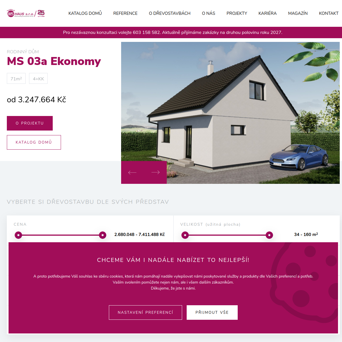 Dřevostavby MS HAUS s.r.o. website