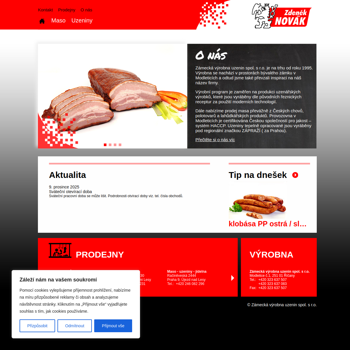 Zámecká výrobna uzenin, spol. s r.o. website