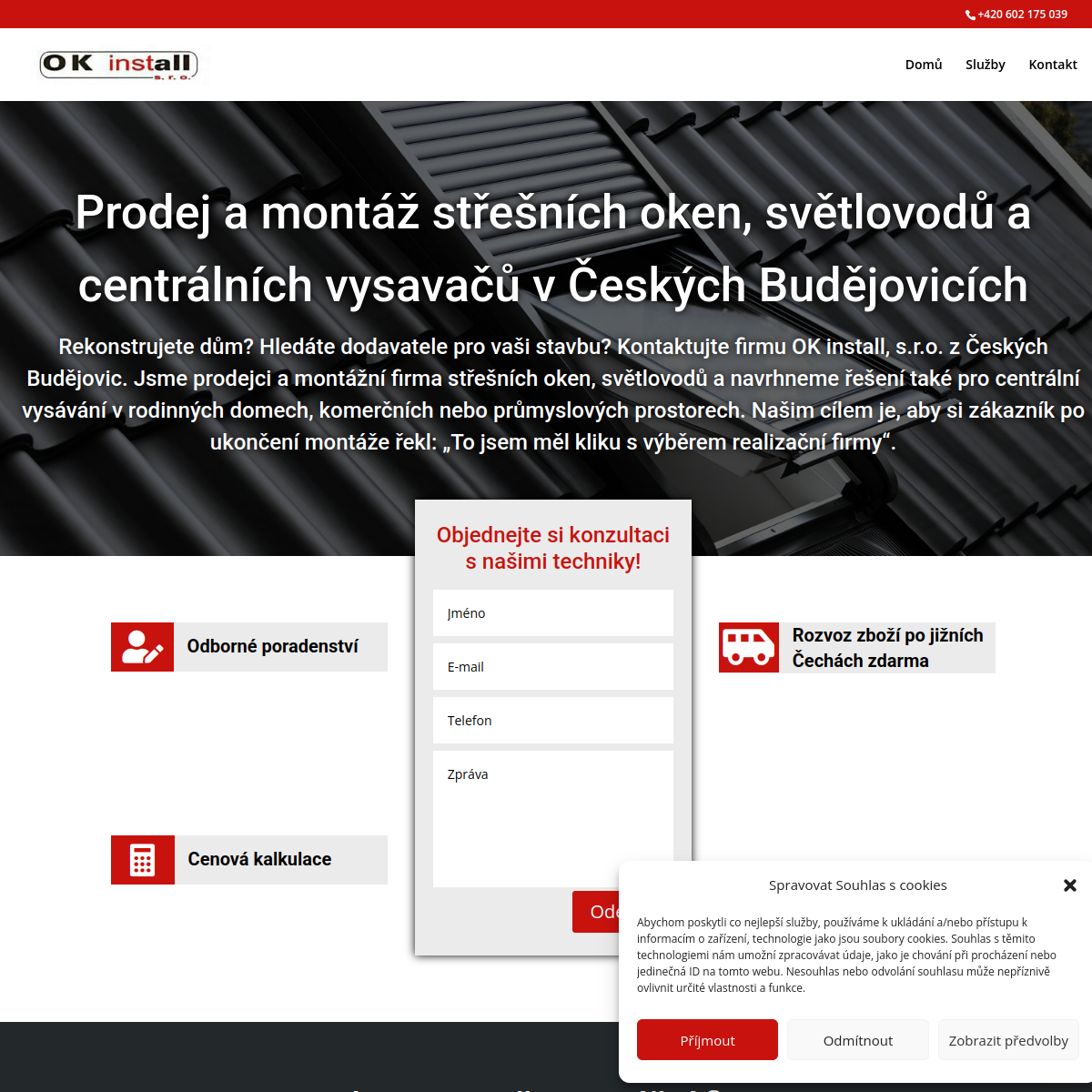 OK install, s.r.o. website