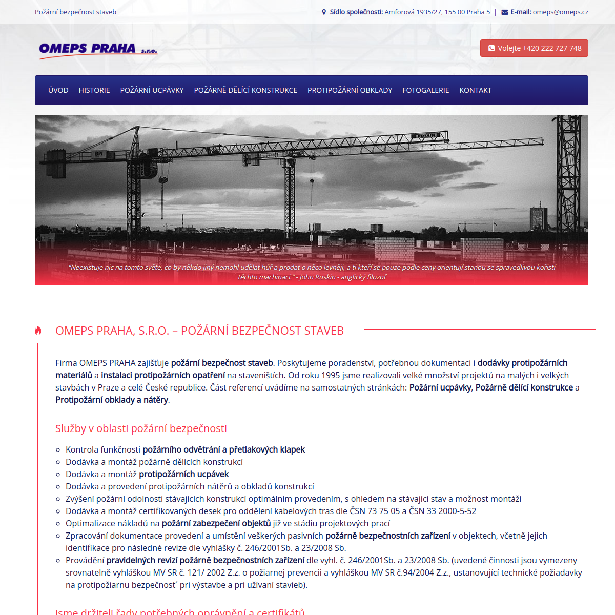 OMEPS PRAHA, s.r.o. website