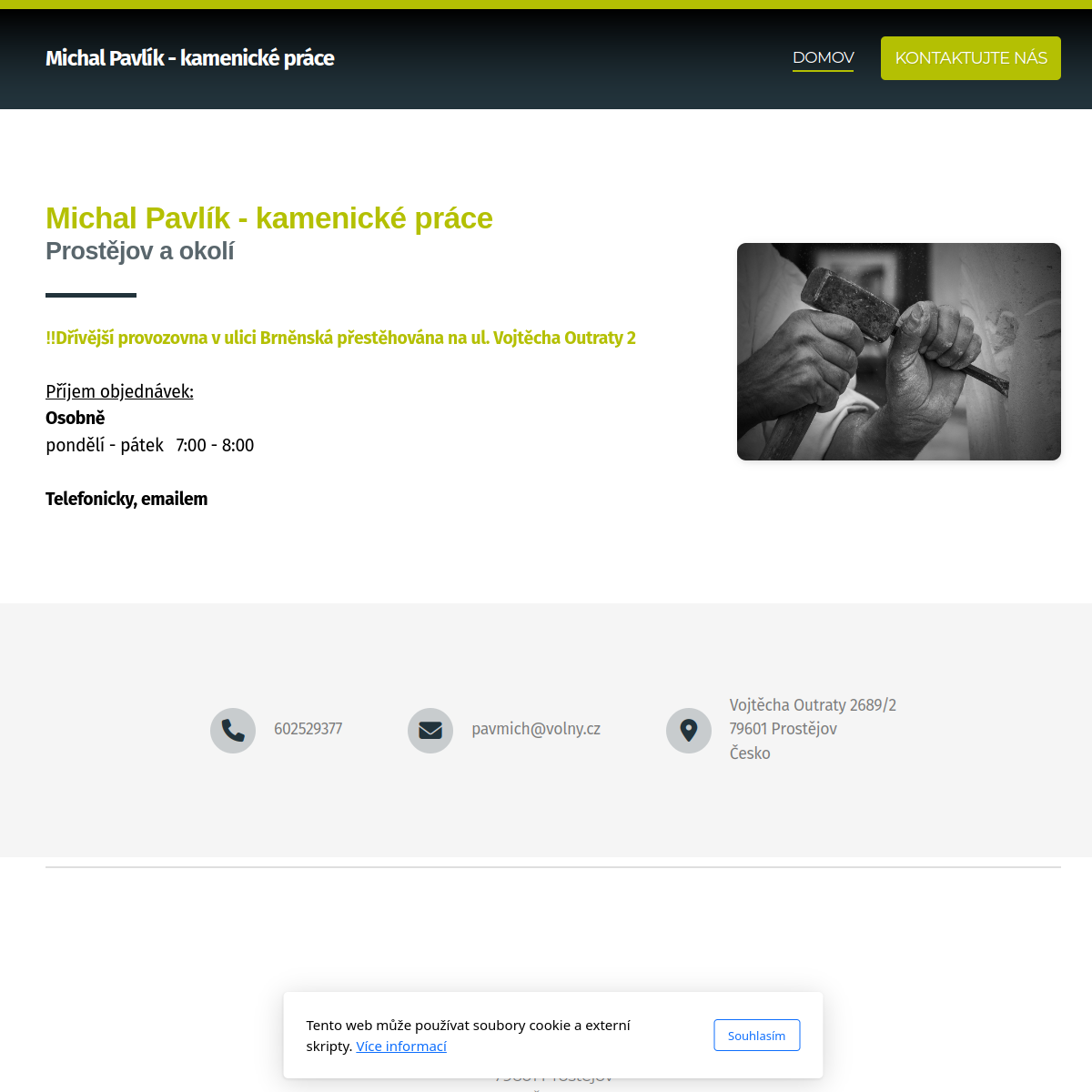 Michal Pavlík - kamenické práce website