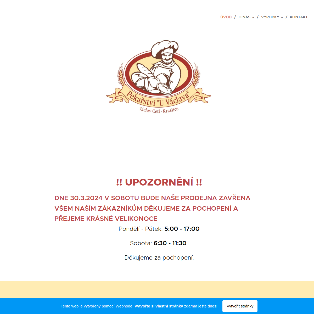 Pekařství U Václava website