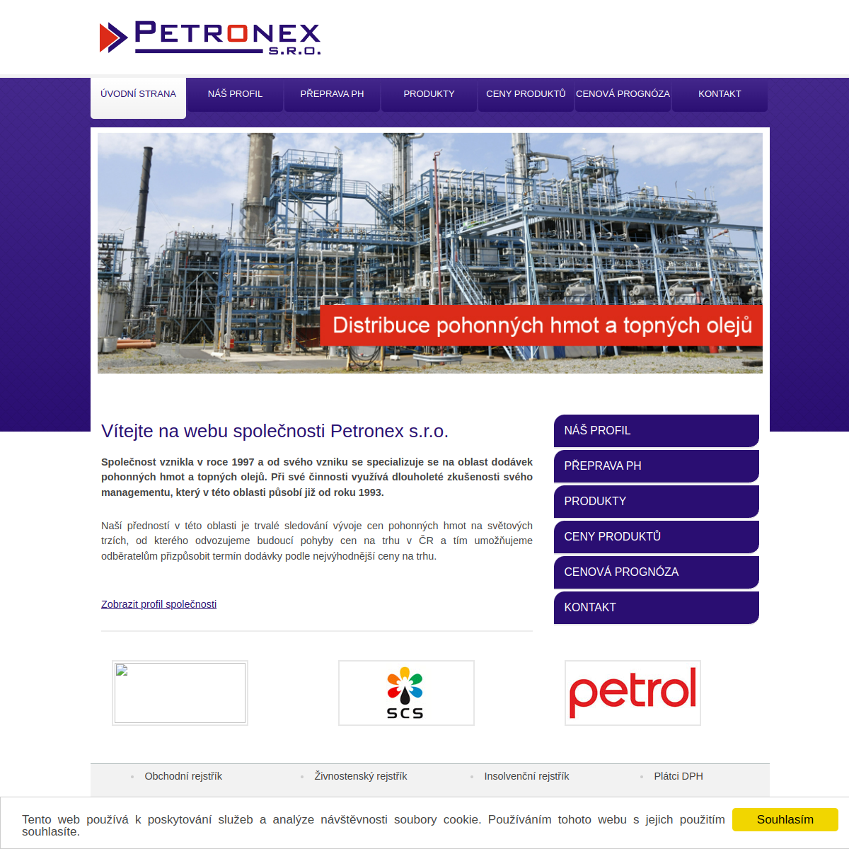 PETRONEX, s.r.o. website