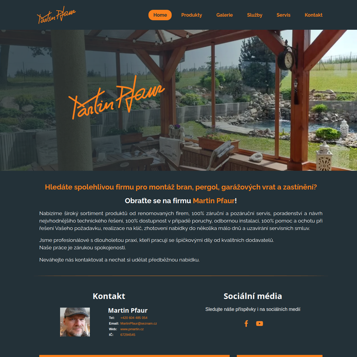 Martin Pfaur - vrata, brány, pergoly website