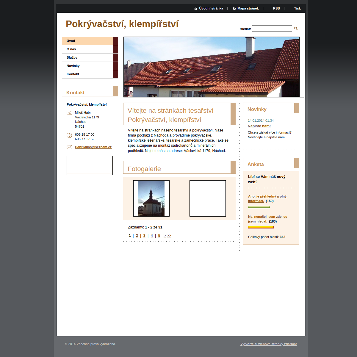 Pokrývačství a klempířství Miloš Habr website